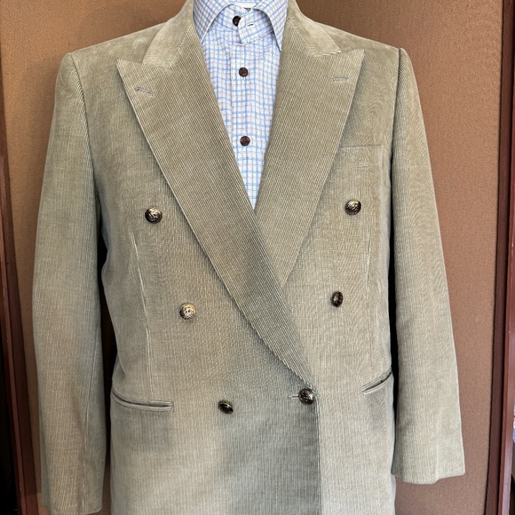 Size 40 Celery Green double breasted corduroy jacket - Picture 1 of 5